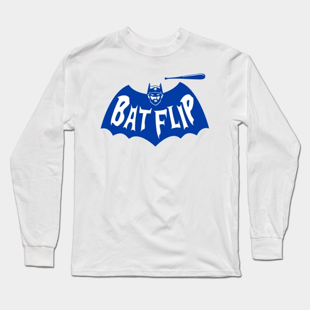 Batflip (Blue) Long Sleeve T-Shirt by copi